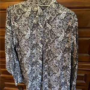 Daniel Cremieux Brown and White Paisley Button-Down Shirt